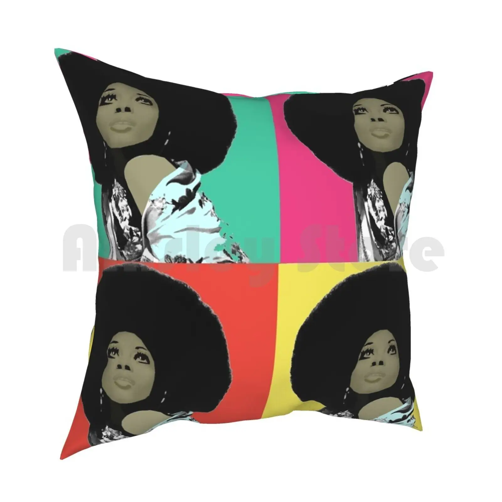 Diana Pillow Case Printed Home Soft Throw Pillow Diana Ross Afro Black Womens Diva Pop Art Celebrity 70s Vintage Disco