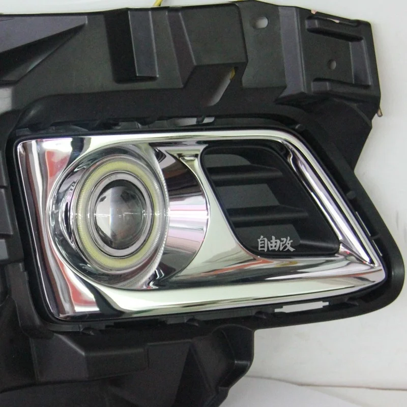 New! super bright DRL COB angel eye (5 colors ) + projector lens + H3 halogen fog lamp + black fog lamp house for TOYOTA Alfa