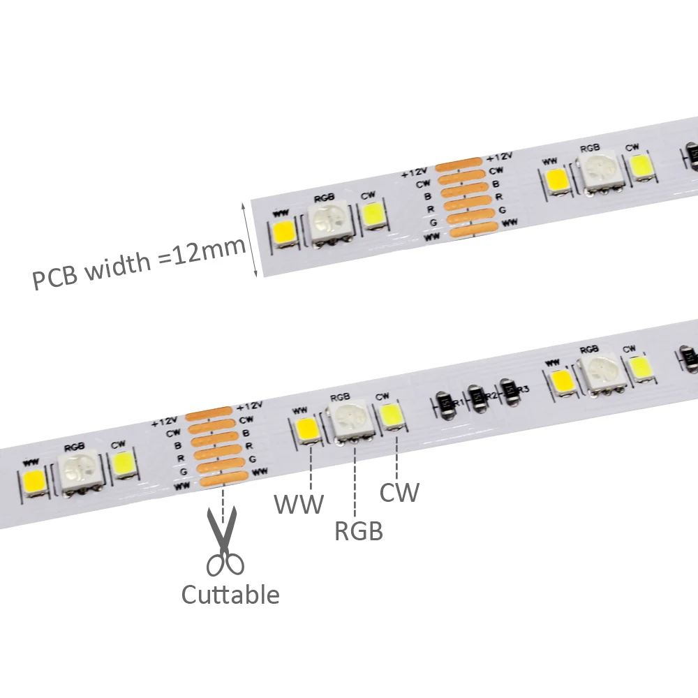 Rgbcct ledストリップ12v防水IP65 dc 24v rgb cct ledチューブIP67 IP20 5メートル照明リビングルームdecration 5050 2835柔軟なテープ