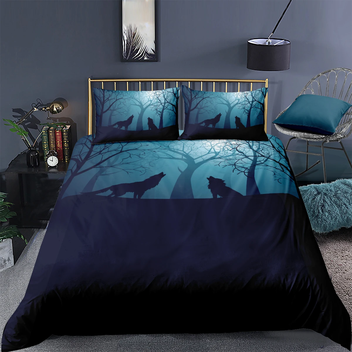 Wolf Comforter Cases 3D Animals Duvet Cover Sets and Pillow Covers King Queen Super King Twin Single Size 160*220cm Bedclothes