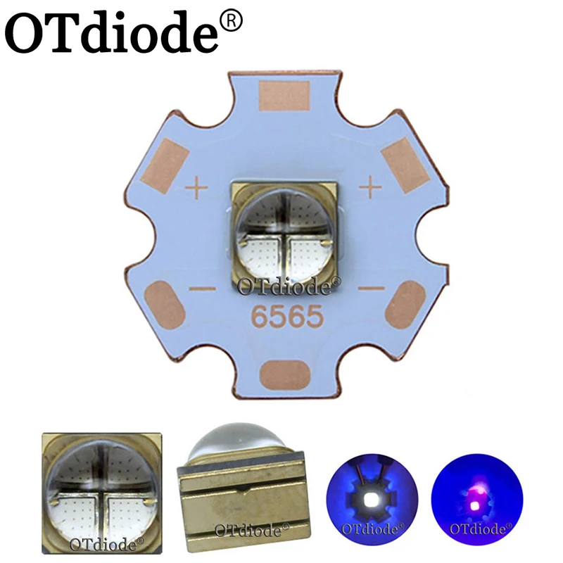 Chip de cristal de cuarzo para curado de impresora, diodo ultravioleta de luz púrpura vertical, 10W, 12W, LG6565, 365nm, 370NM, 395nm, 400nm, 405nm