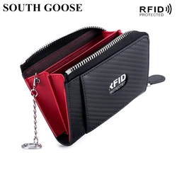 Fashion Unisex Coin Purse High Quality Carbon Fiber Grain Leather Wallets Women Organizer Purse Men Business ID Credit Card Case