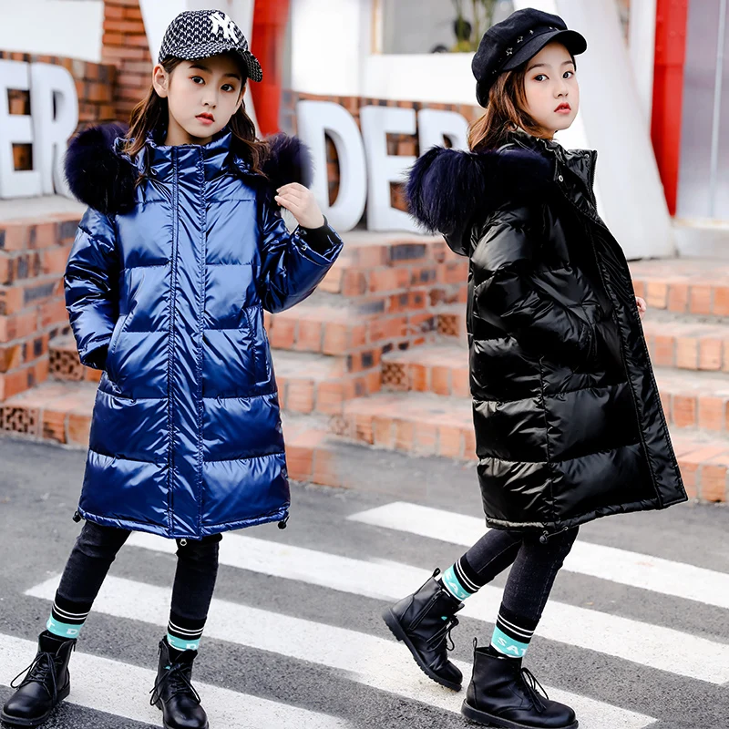 High Quality Girls Winter Warm White Duck Down Jackets For Boys Waterproof Clothes Natural Fur Hooded Coats For Kids parka