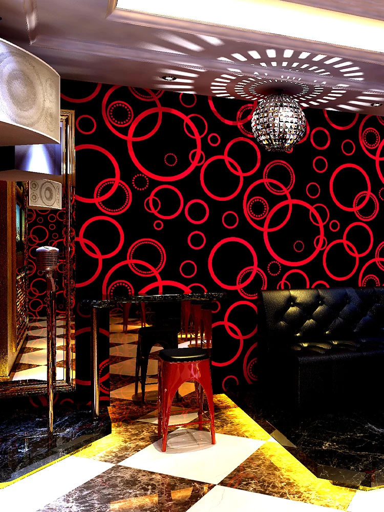 minimalist 3d flooring Geometric wallpaper for living room circle TV backdrop bedroom bedroom non woven Red Blue wall paper