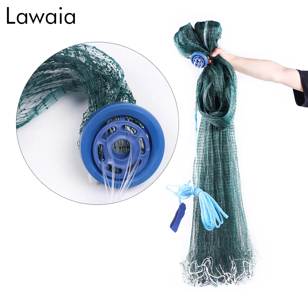 

Lawaia Hand Throw Cast Nets Green Twisted Wire Fishing Net With Iron Pendant Outdoor Fishing Network For Men Durable Green Lines