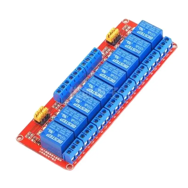 Módulo de relé de 8 canales, optoacoplador, aislamiento, disparador de nivel alto y bajo, módulo de controlador de placa de control PLC, 5V, 12V, 24V