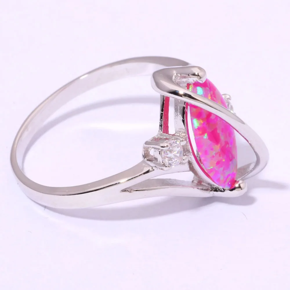 CiNily Created Pink Fire Opal Cubic Zirconia Silver Plated Wholesale Hot Sell for Women Jewelry Ring Size 6-9 OJ7106