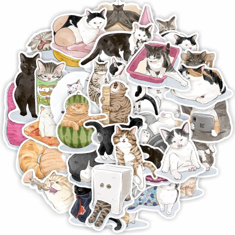 10/30/52pcs Cute Cat Stickers Kawaii Animal Decals DIY Suitcase Fridge Phone Laptop Guitar Car Graffiti Cartoon Sticker Kids Toy