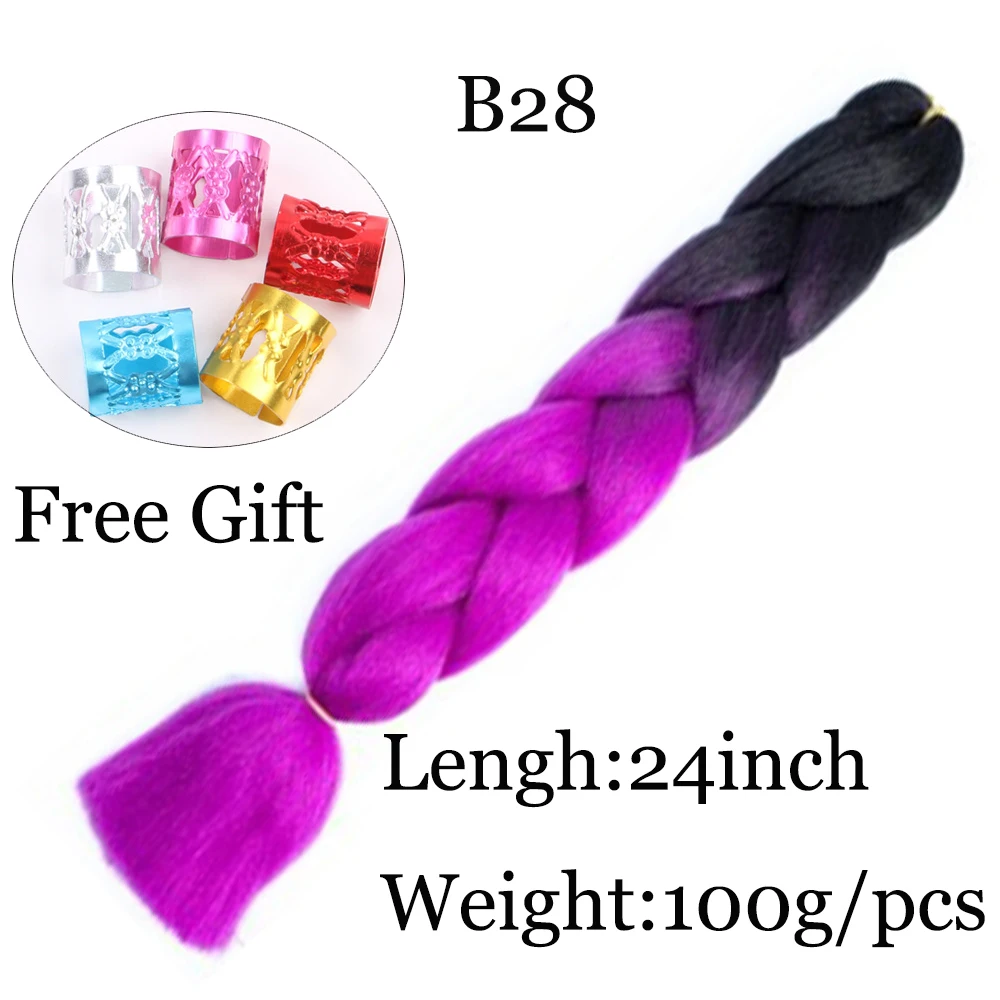 

Длинные Синтетические косички для женщин, косички Джамбо 24 дюйма, с эффектом омбре, для наращивания волос, для вязания крючком, блонд, Африканский, белый, черный