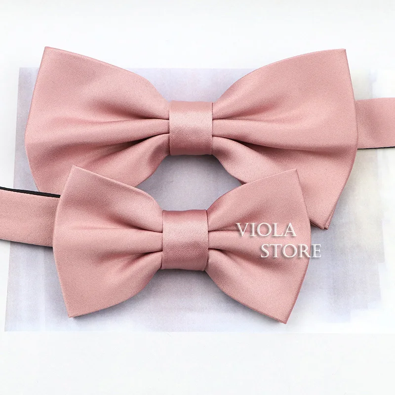 Top Hot Colors Pink Green Blue Solid Satin Matte Parent-Child Bowtie Set Men Kids Butterfly Party Wedding Bow Tie Accessory Gift