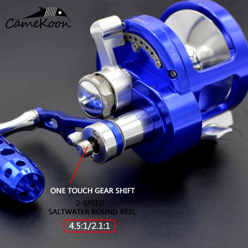 CAMEKOON off shore 25kg lever drag fishing coil 4.5:1/2.1:1 boat trolling reel Two Speed PE 5#-450M saltwater jigging fishing