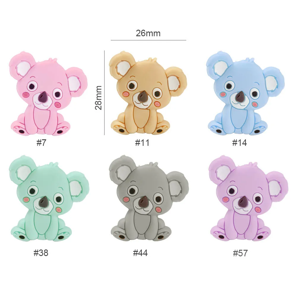 10pcs/lot koala  BPA Free Food Grade Silicone Beads Chew Teether Accessories DIY Teething Necklace Handmade Gifts baby