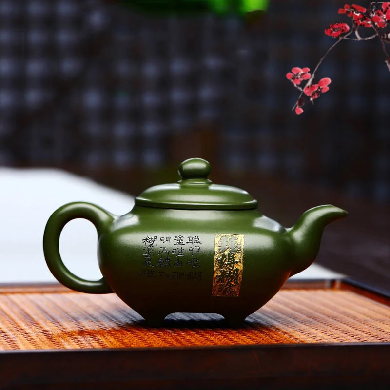 260ml Yixing Raw Ore Green Clay Zisha Teapot Handmade Household Kung Fu Teaset Beauty Pot Tea Ceremony Drinkware Customized Gift