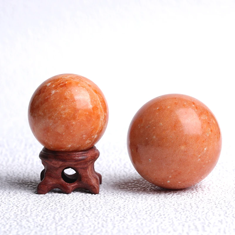 1PC Natural Sun Stones Ball Polished Globe Massaging Ball Reiki Healing Stone Home Decor Exquisite Souvenirs Gifts Free Bracket