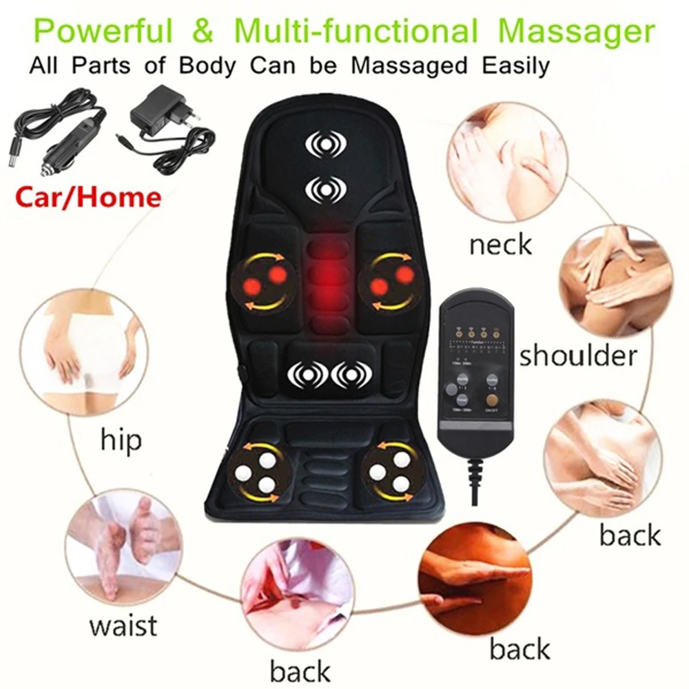 Multifunctional Pad Back Massager Car Chair Body Massage Heat Mat Seat Cover Cushion Neck Pain Lumbar Support