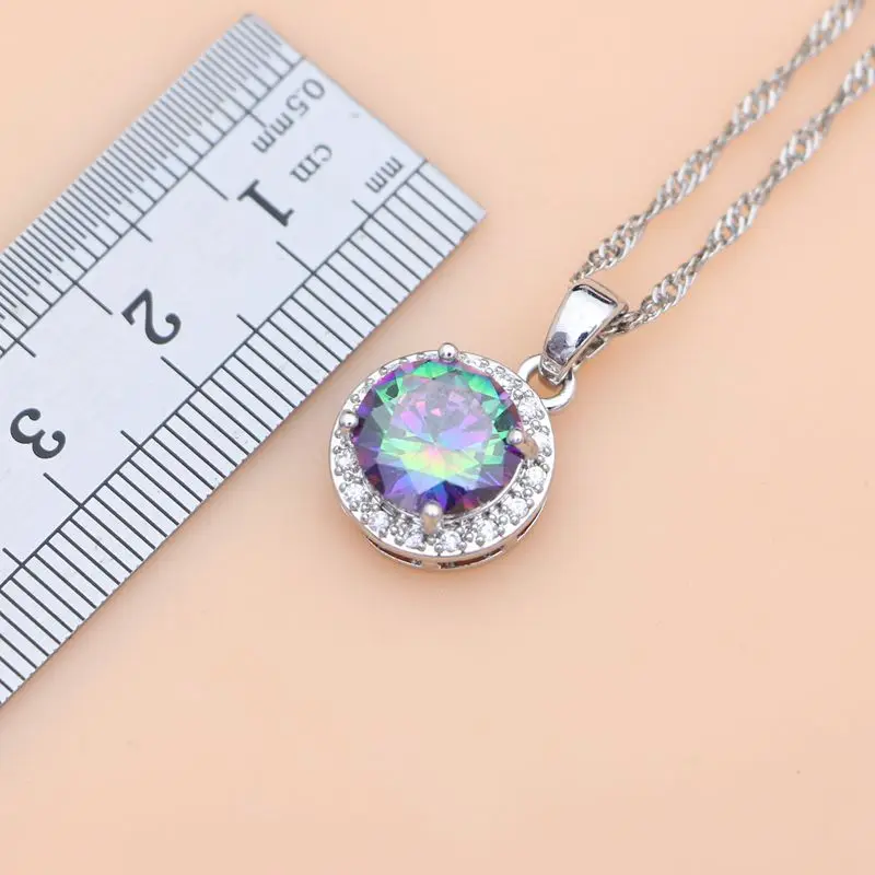 Rainbow Cubic Zirconia Jewelry Sets Silver 925 Fashion for Women Party Earrings Ring Bracelet Necklace Set Dropshipping