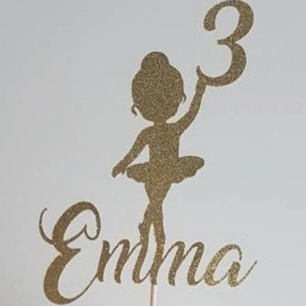 Acrylic Glitter custom name Ballerina 3rd Cake Topper,Personalized Centerpieces age 1st to 10th  Ballerina Party Birthday Decor