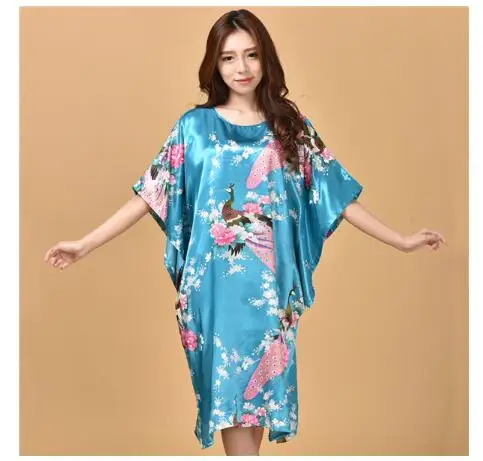 Plus Size Black Women\'s Summer Lounge Robe Lady New Sexy Home Dress Rayon Nightgown Large Loose Sleepwear Bathrobe Gown S002-B