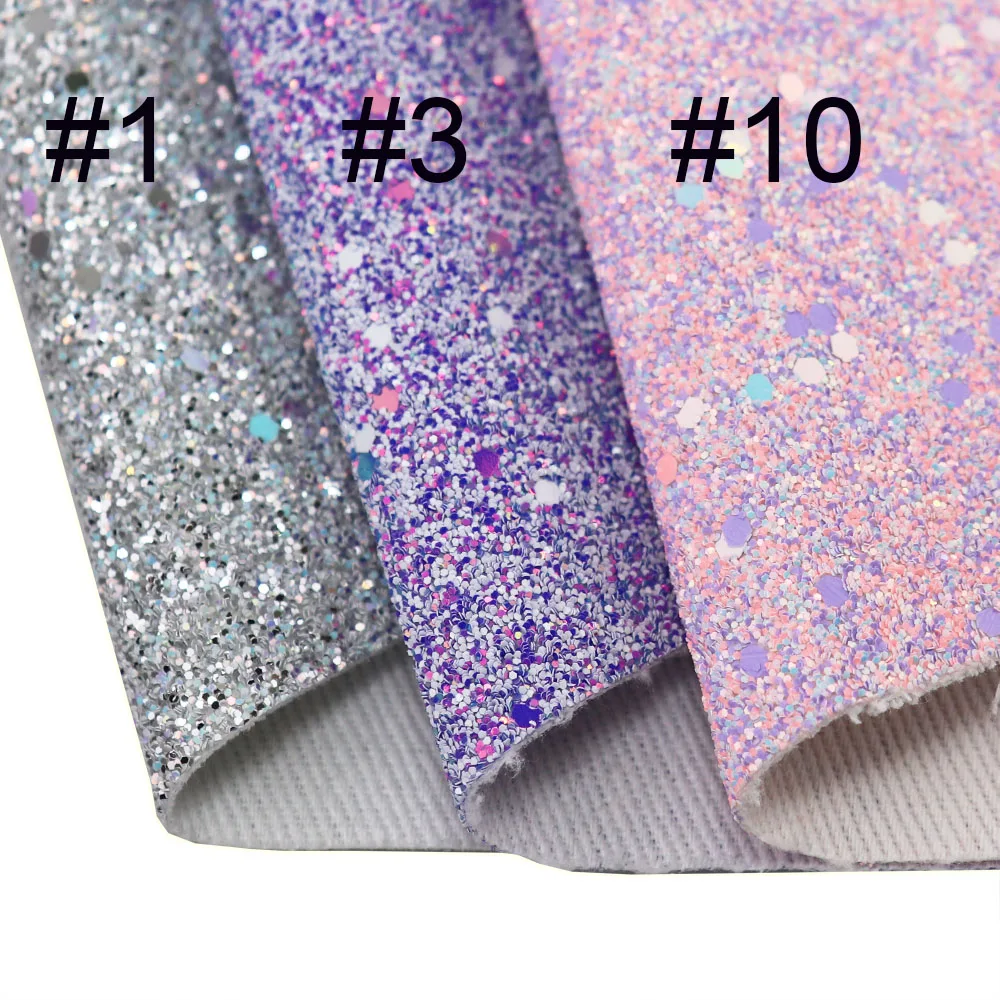 30cmx134cm Roll Mix Chunky Glitter Fabric With Twill Backing Leather For Decorations Earring Bows DIY Wedding AY331