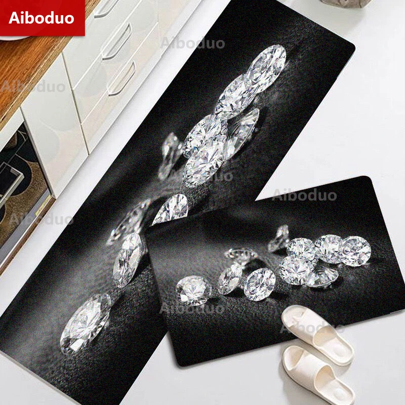 

Diamond Modern Kitchen Mat Home Door Mat Hallway Bedroom Living Room Decoration Floor Carpet Balcony Bathroom Anti-Slip Rug