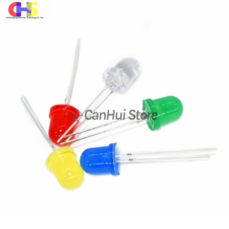 10PCS 10MM Round Light Emitting LED Red Yellow Green Blue White Orange Pink Purple RGB Colorful flash F10 light emitting diode