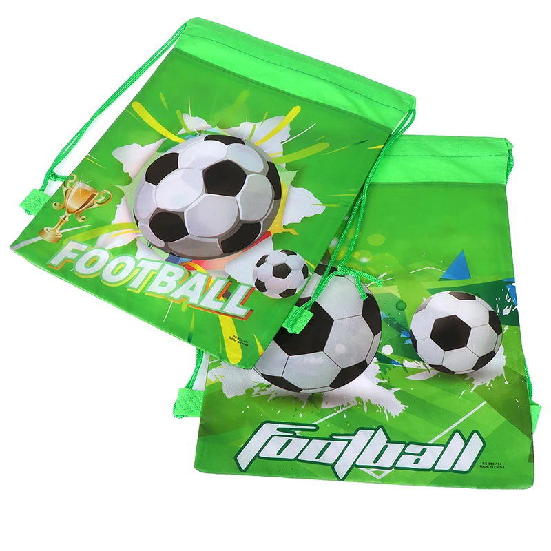 Football Non-woven Drawstring Bag Backpack Kids Travel School Decor Gift Bags