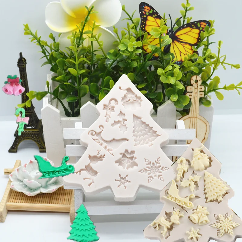 Christmas Tree Snow Silicone Mold Dessert Cake Lace Decoration DIY Chocolate Candy Pastry Fondant Mold Resin Kitchen Baking Tool