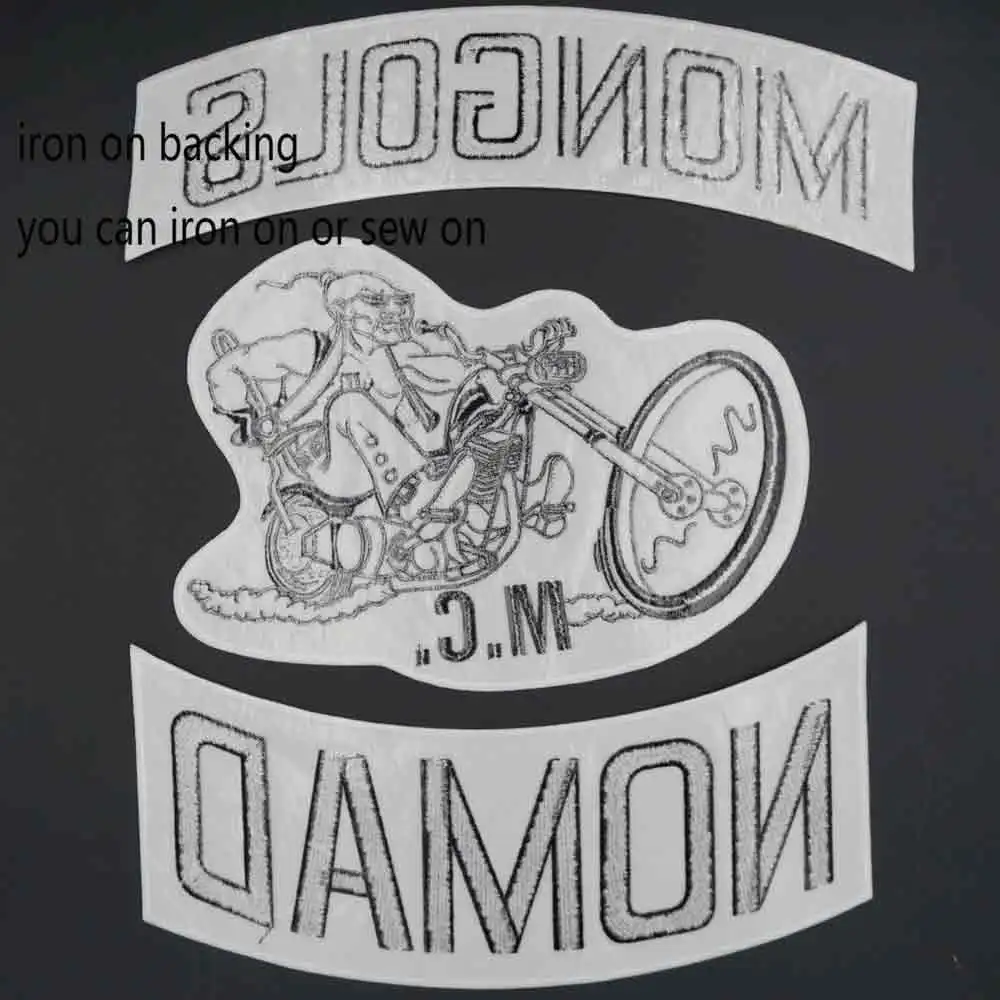 Mongols Nomad MC Large Embroidery Punk Biker Patch Sticker for Clothing Apparel Accessories Badge