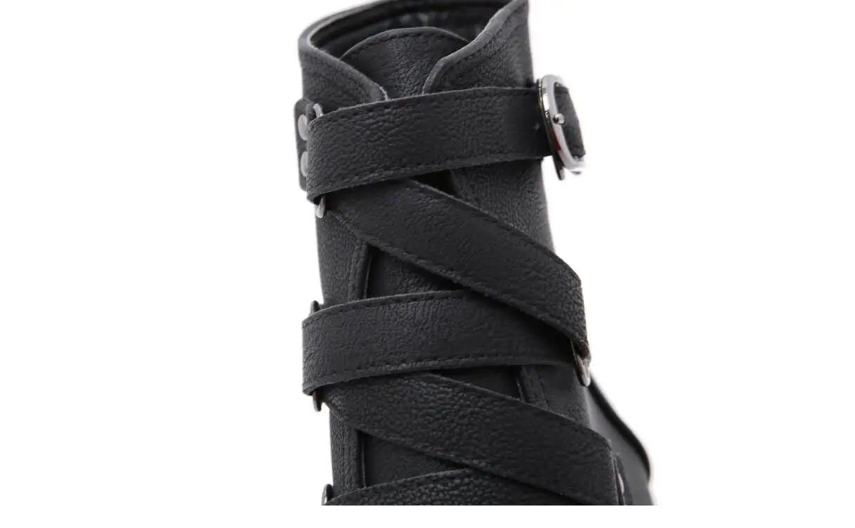 NewWomen's shoes thick high-heeled ankle boots Women Autumn Winter Fashion Lace-up Black Boots Sports Platform Heel Ladies Shoes