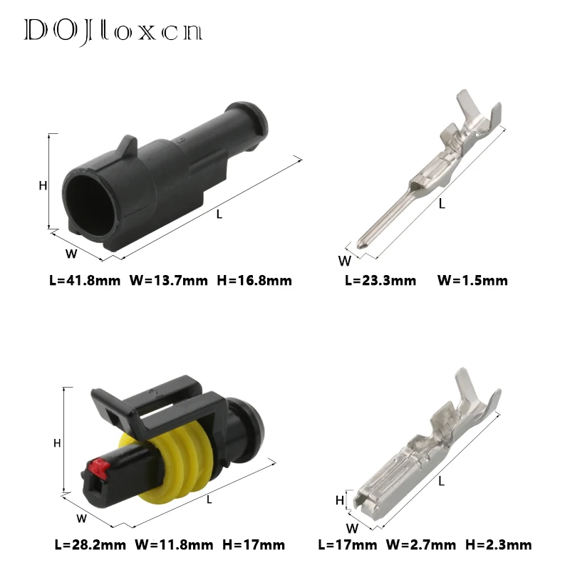 1/5/10/20/50/Sets 1 Pin Auto Sealed Male Female Connector  AMP Wiring Plug High Quality Socket 282079-1 282103-1 DJ7011-1.5-21