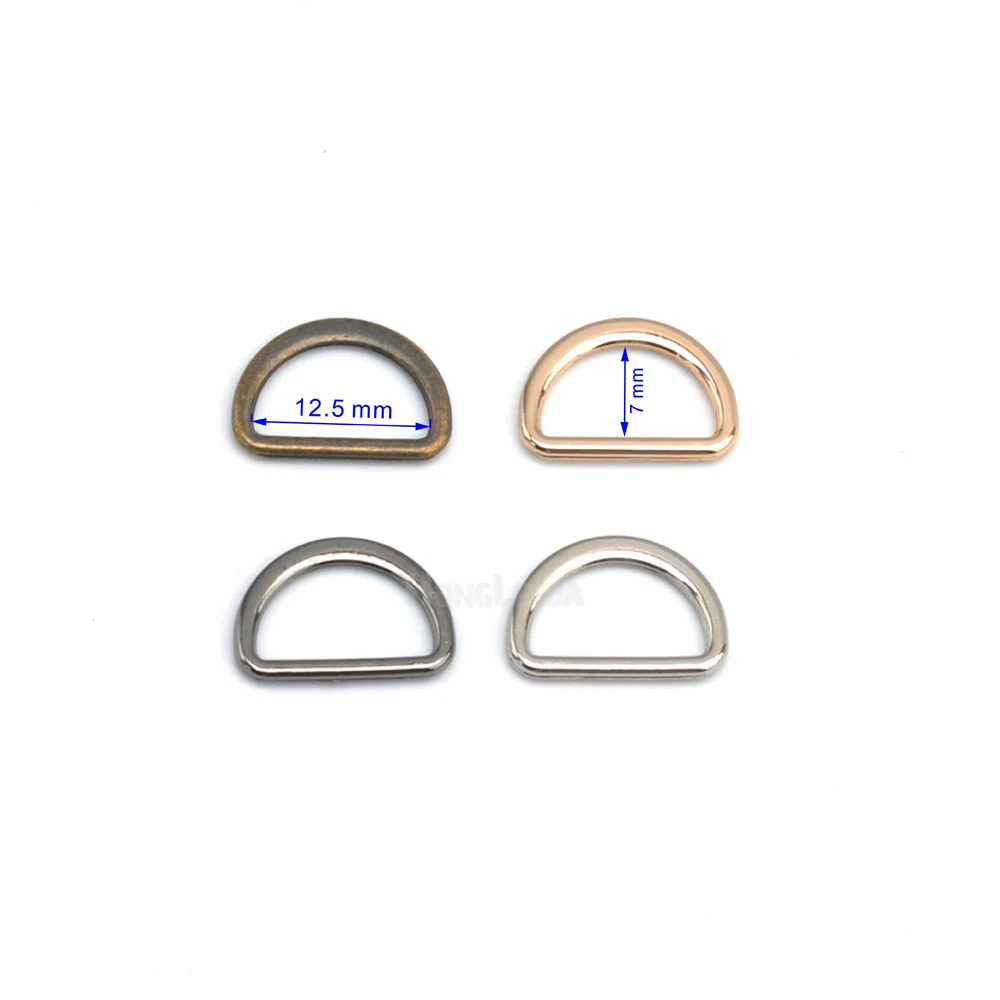 

200 шт./лот 12,5 мм 0,5 дюйма маленькие крошечные металлические плоские кольца D Dee регулируемые застежки блестящие Серебристые/черные/бронзовые/золотистые