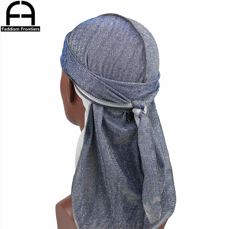 Unisex Men Women Shiny Silk Durag Long Tail Breathable Durag Bandanas Turban Hat Waves Cap Hair Cover Headband Headwrap Du Rags