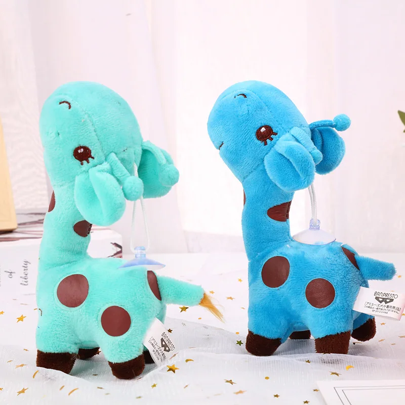 lovely 18/25cm plush giraffe Sika deer With suction cup animal doll cute good quality soft wall decoration christmase gift kid