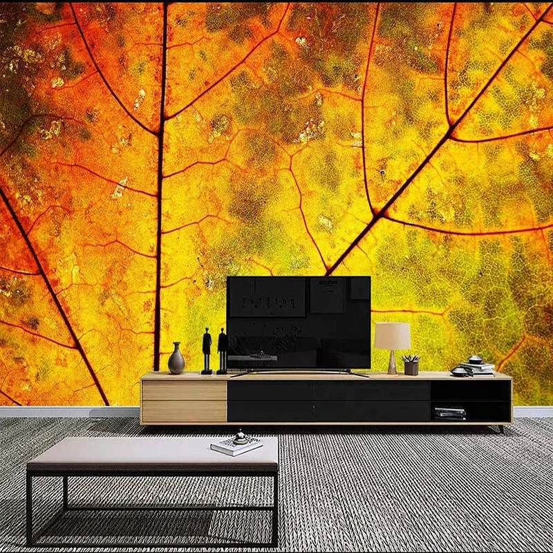 Custom Mural Wallpaper 3D Retro Leaf Pattern TV Home Decor Wall Sticker Self-Adhesive Background Frescoe Papel De Parede