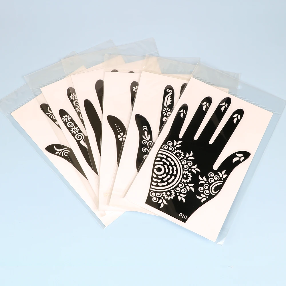 Temporary Tattoo Stencil Hand Henna DIY Body Art Sticker Template Wedding Tool Professional India Fashion Decal Flower Stencil