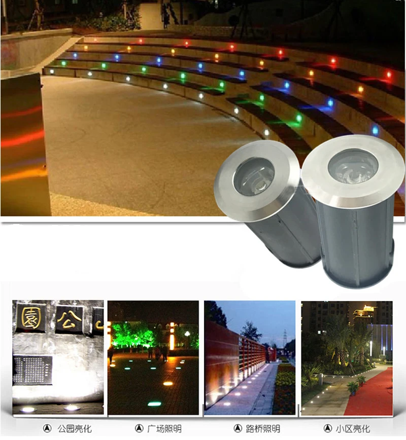 16pcs 3W Mini LED Underground Light Lamps 42mm Outdoor Buried Recessed Floor Lamp Landscape Stair Step Lighting AC85-265V  IP67