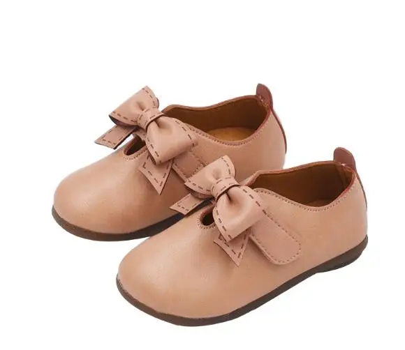 shorha New Toddler Baby Little Girls Bowknot Flat White Black Pink Casual Leather Shoes For Girls Shoes