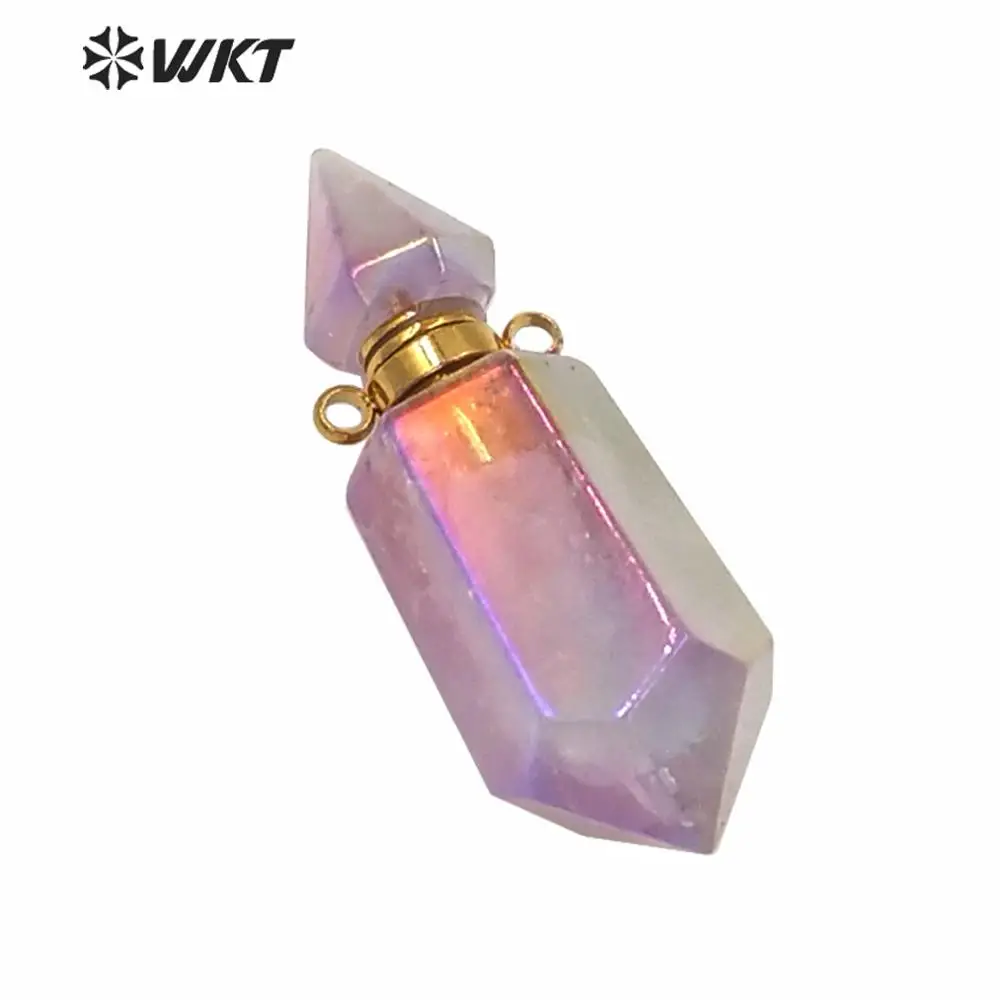 

WT-P1592 WKT Exclusive Newest Natural Light Purple Stone Double Loops Spirit Quartz Essencial Oil Pendant As Gift Decoration