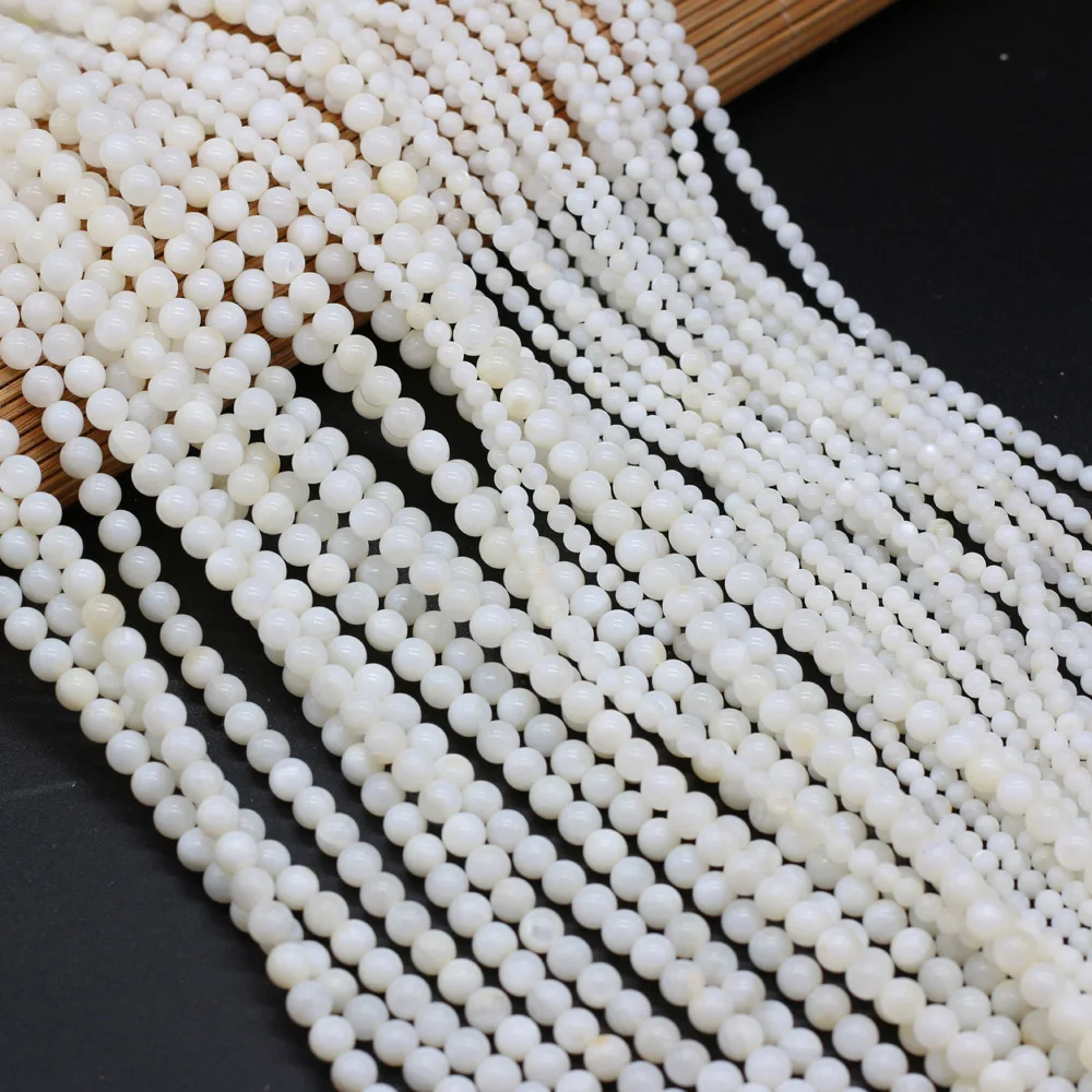 Charm Freshwater Shell Beads Natural White Mother of Pearl Shell Loose Beads for Jewelry Making DIY Necklace Bracelet 14''