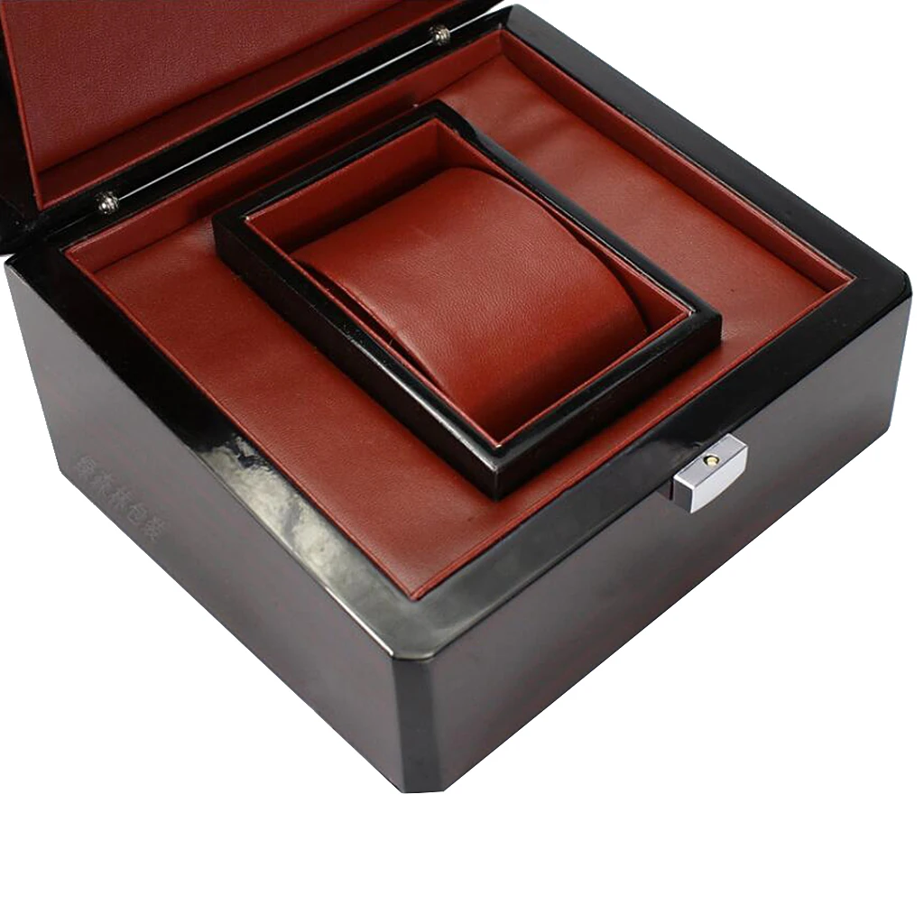 Luxury Black Single Slot Wooden Watch Case Paint Wristwatch Box Travel Jewelry Storage Watch Display Organizer