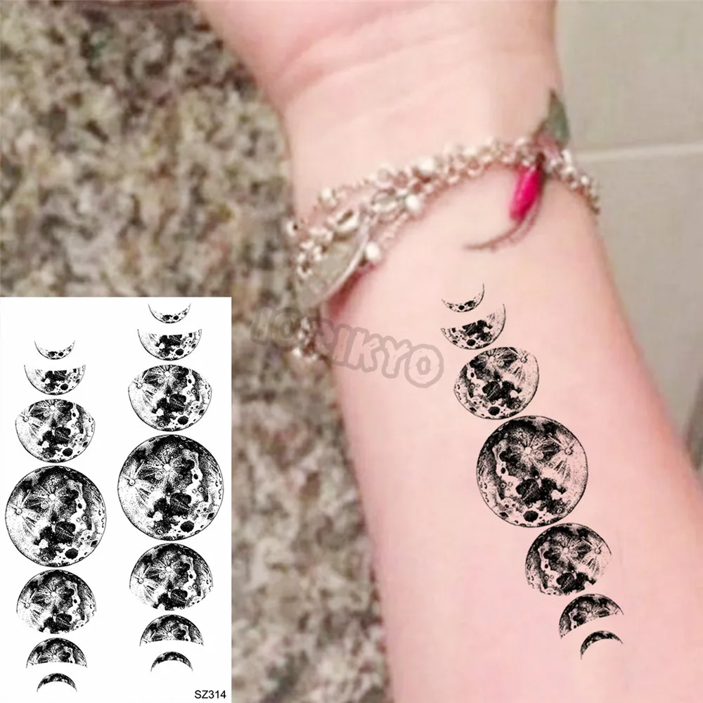 Black Spartan Small Temporary Tattoos For Women Girls Realistic Sun Flower Cosmic Sword Fake Tattoo Sticker DIY Arm Leg Tatoos image 4