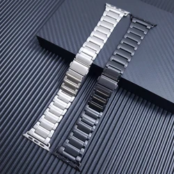 For iWatch Apple watch Series 6 SE Luxury stainless steel metal strap 44mm 40mm band Silver / Black Link Bracelet Watchband