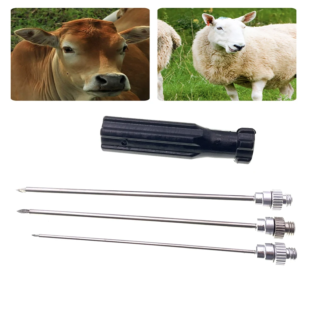 3PCS Bovid Trocar Stainless Steel Deflation Deer Cow Sheep Rumen Puncture Exhaust Needles Ruminant Veterinary Animal Farming