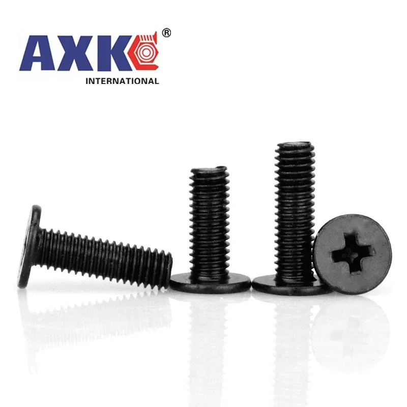 5/50pc CM M2 M2.5 M3 M4 M5 M6 Black 304 Stainless Steel Cross Phillips Ultra Thin Flat Wafer Head Screw Bolt for Laptop Computer