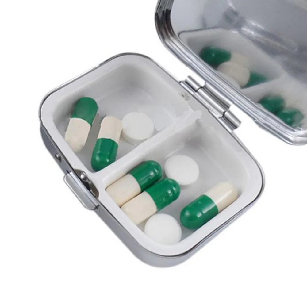 Waterproof Metal Medicine Pill Box Case Storage Drug Organizer Heart Round Tablet Pillbox Container Stash Holder Hot