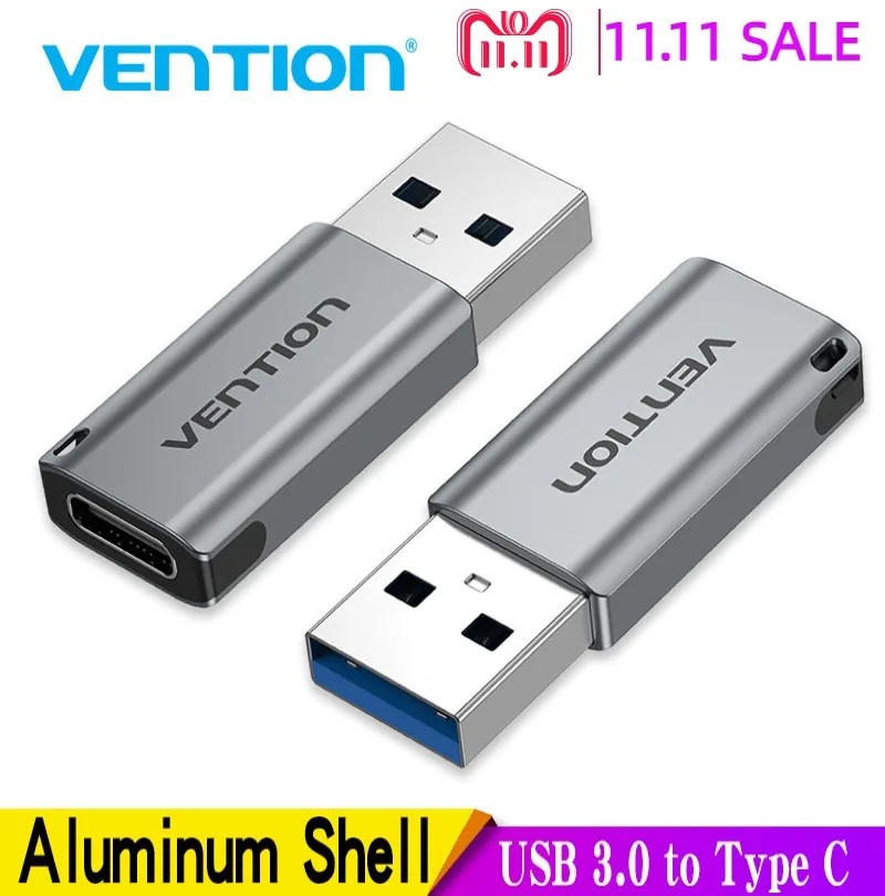Vention USB C Adapter USB 3.0 Male to USB Type C Female for Laptop Samsung Xiaomi 10 iPhone 12 Pro Earphone USB to USB C Adapter