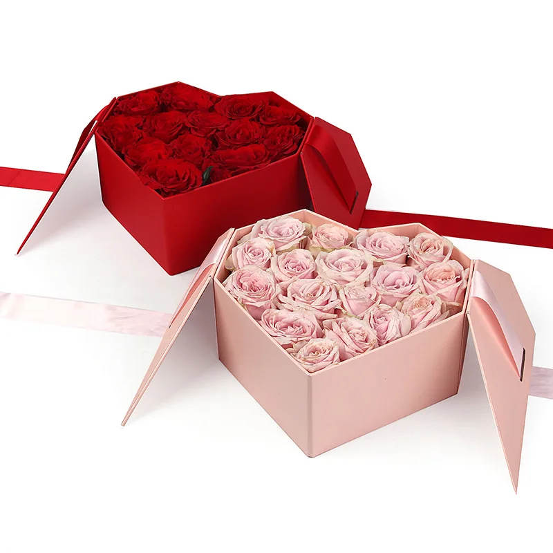 Creative Heart-Shaped Box Packaging Flower Bouquet Box Valentine's Day Gifts Box Floral Pack Boxes for Bridesmaid