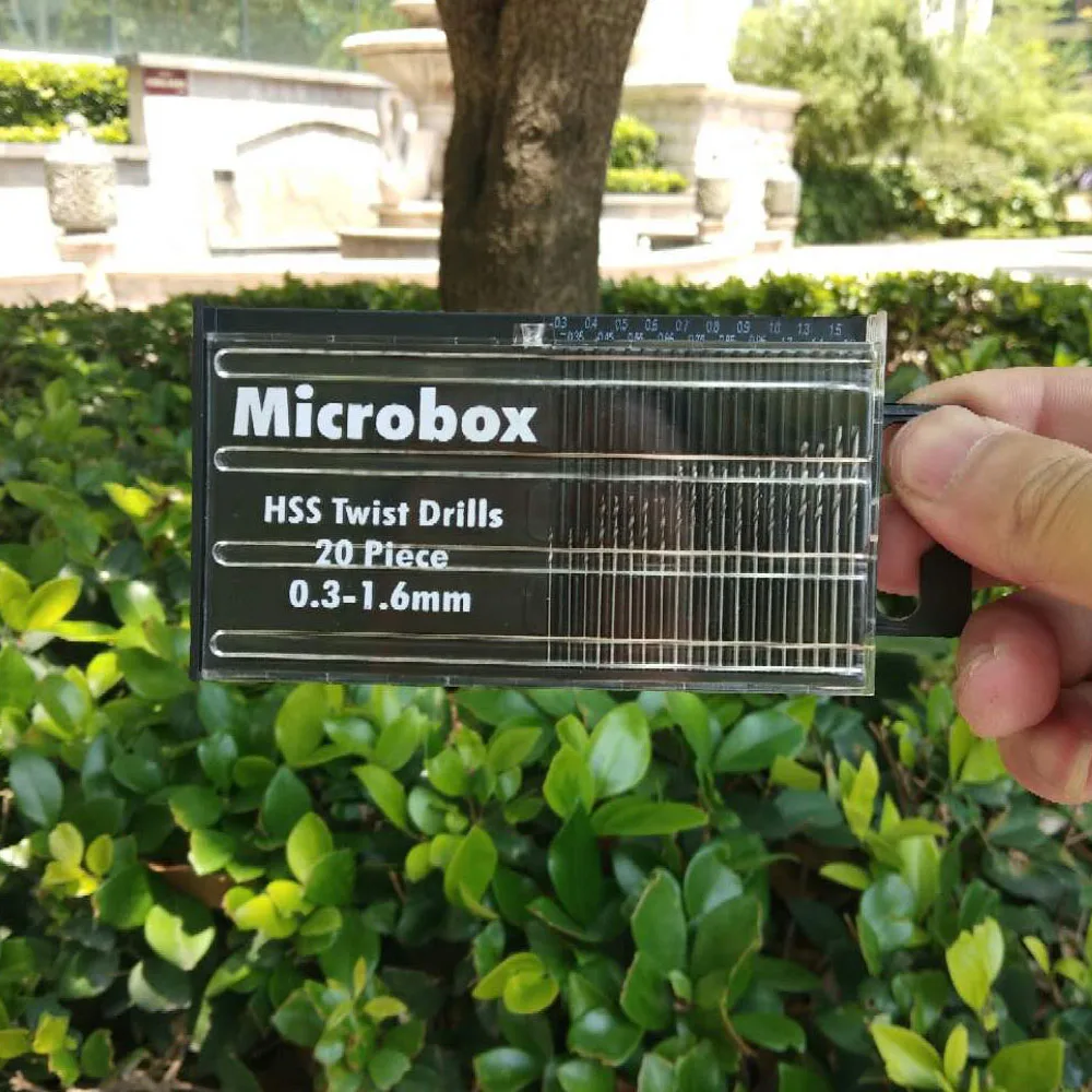 20 Chiếc 0.3Mm-1.6Mm Mini HSS Micro Thép Tốc Độ Cao Xoắn Bộ Mũi Khoan Hộp