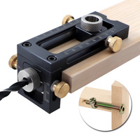 2 in-1 Pocket Hole Jig Locator 6/8/12/15mm Drill Guide Aluminum Alloy Dowel Jig  for Crib Hole Punch Woodworking Tools