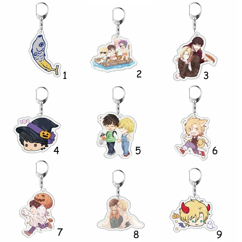 Japan Anime Keychain Banana Fish Ash Lynx Okumura Eiji Cosplay Double Side Acrylic Key Chain Ring Phone Charm Pendant Keyring